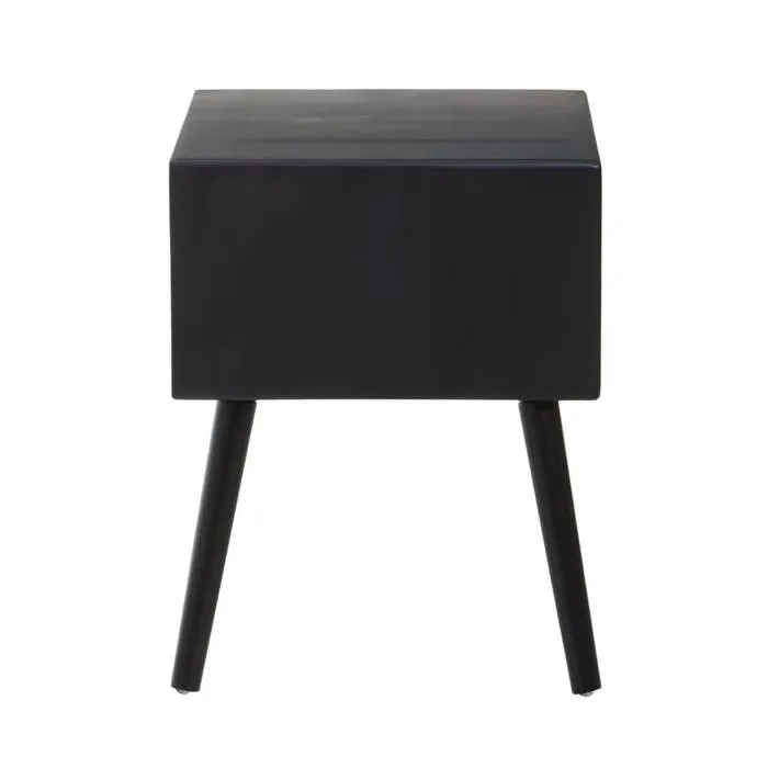 1 Drawer Elm Wood and Rattan Weave Side Table