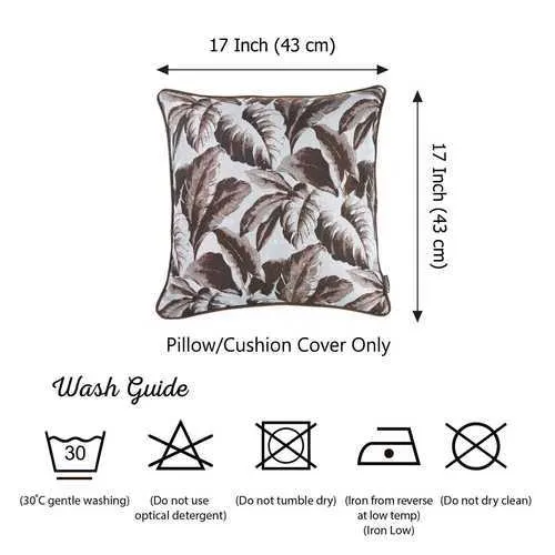 17"x 17" Brown Jacquard Tropical Leaf Decorative Throw Pillow Cover