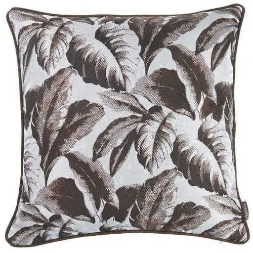 17"x 17" Brown Jacquard Tropical Leaf Decorative Throw Pillow Cover