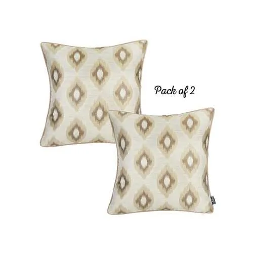 17"x 17" Jacquard Brown Slices Decorative Throw Pillow Cover Set Of 2 Pcs Square