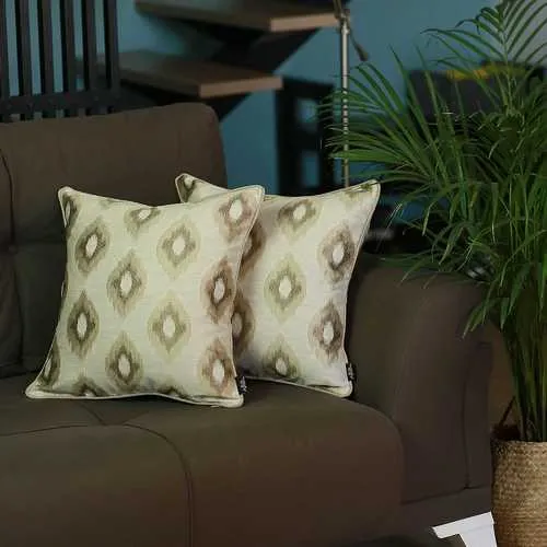 17"x 17" Jacquard Brown Slices Decorative Throw Pillow Cover Set Of 2 Pcs Square