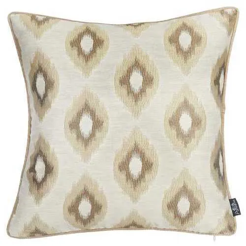 17"x 17" Jacquard Brown Slices Decorative Throw Pillow Cover Set Of 2 Pcs Square