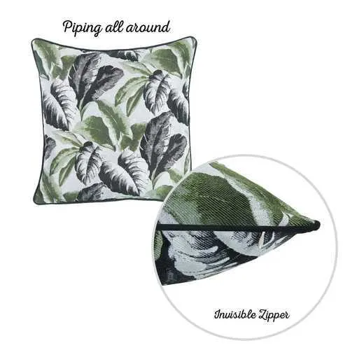 17"x 17" Jacquard Tropical Summer Leaf Decorative Throw Pillow Cover