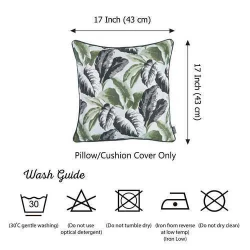 17"x 17" Jacquard Tropical Summer Leaf Decorative Throw Pillow Cover