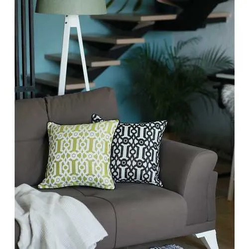 17"x 17" Yellow Jacquard Geo Decorative Throw Pillow Cover