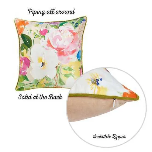18"x 18" Watercolor Bouquet Printed Decorative Throw Pillow Cover