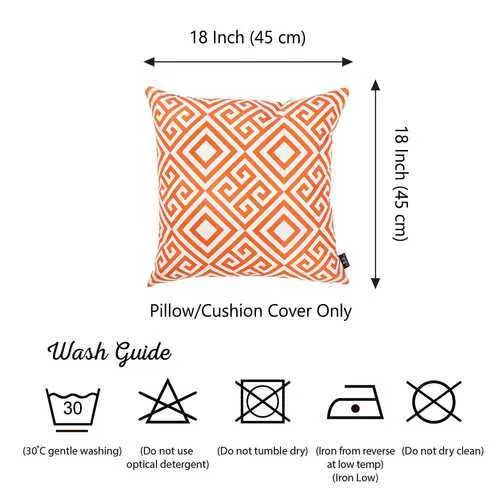 18"x 18"Orange Tropical Greek Printed Decorative Throw Pillow Cover