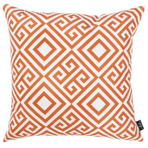 18"x 18"Orange Tropical Greek Printed Decorative Throw Pillow Cover