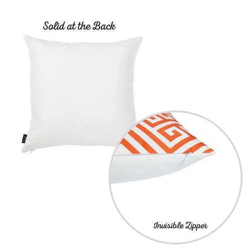 18"x 18"Orange Tropical Greek Printed Decorative Throw Pillow Cover