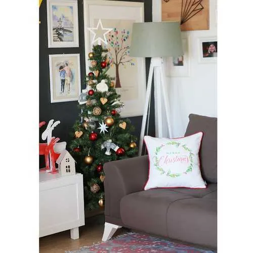 18"x18" Christmas Plants Printed Decorative Throw Pillow Cover