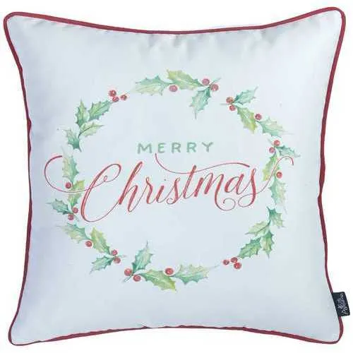 18"x18" Christmas Plants Printed Decorative Throw Pillow Cover