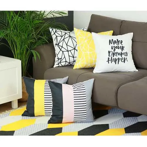 18"x18" Mix Colored Scandi Patterns Decorative Throw Pillow Cover