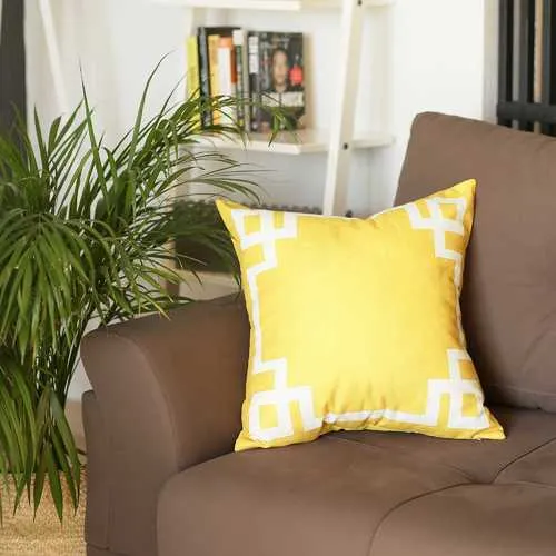 18"x18" Yellow and White Geometric Decorative Throw Pillow Cover