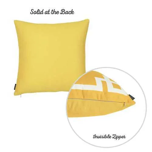 18"x18" Yellow and White Geometric Decorative Throw Pillow Cover