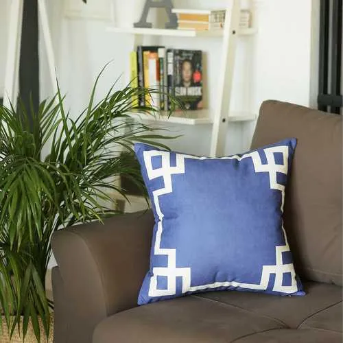 18"x18"Blue and White Geometric Decorative Throw Pillow Cover