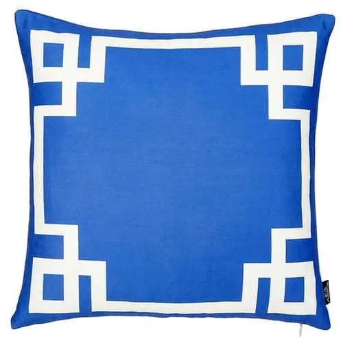 18"x18"Blue and White Geometric Decorative Throw Pillow Cover