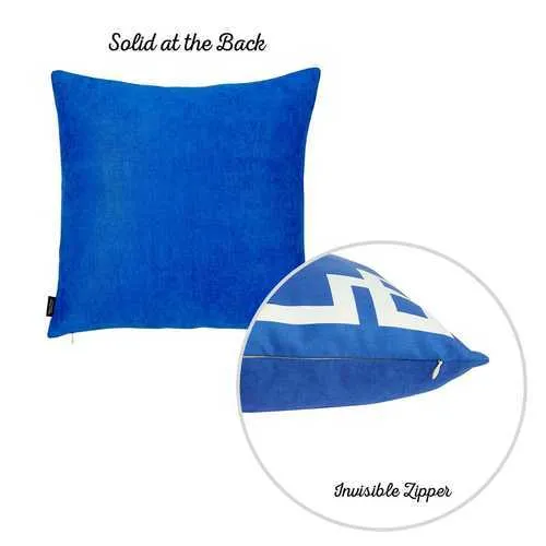 18"x18"Blue and White Geometric Decorative Throw Pillow Cover