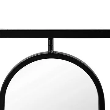 36 Inch Modern Wall Decor, 4 Swiveling Oblong Mirrors, Black Metal Frame By Casagear Home