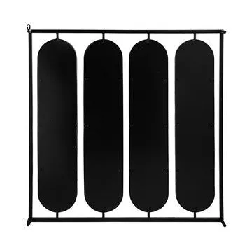 36 Inch Modern Wall Decor, 4 Swiveling Oblong Mirrors, Black Metal Frame By Casagear Home