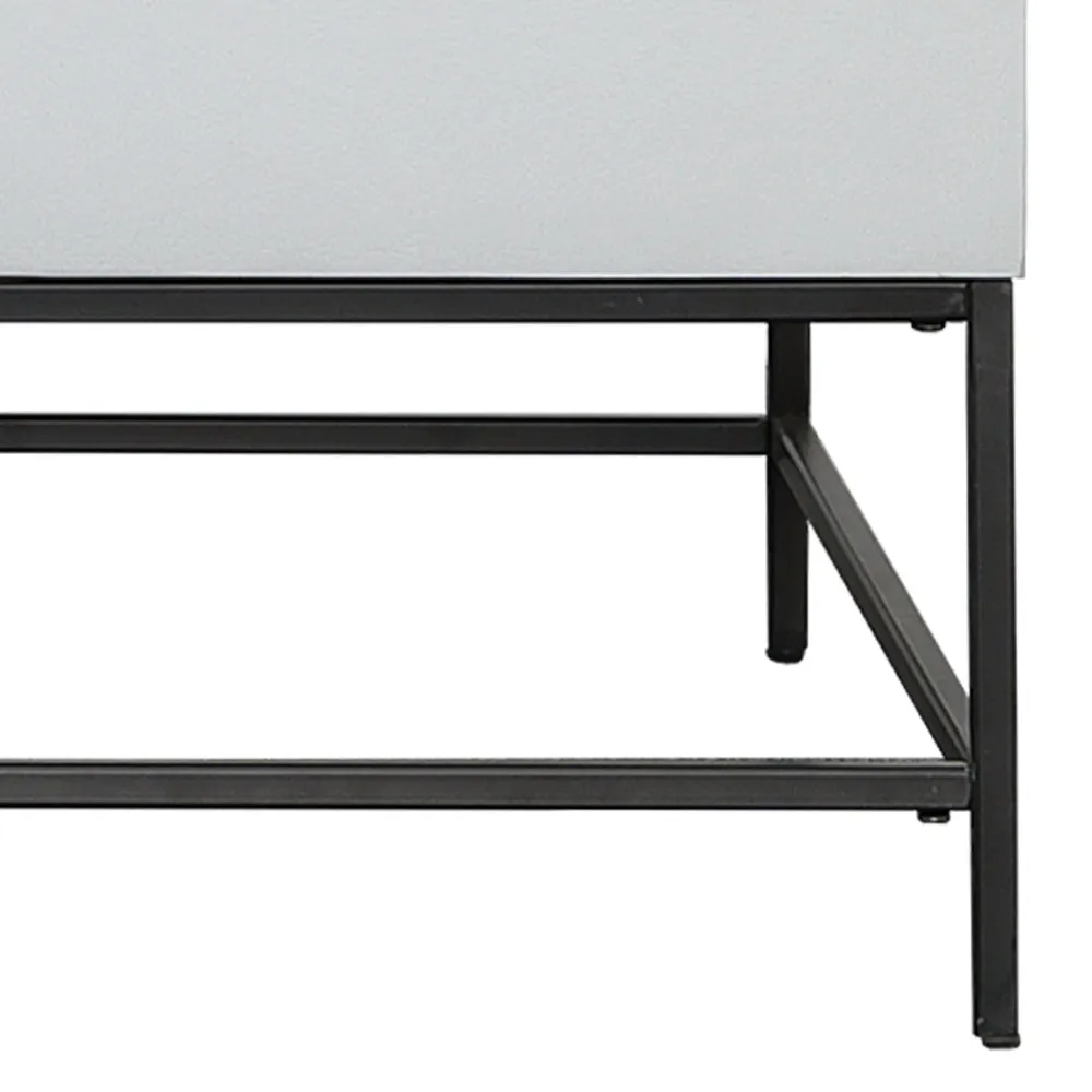 45 Inch Rectangular Mango Wood Coffee Table, Lift Top Storage, Iron Frame, White, Black - UPT-229062