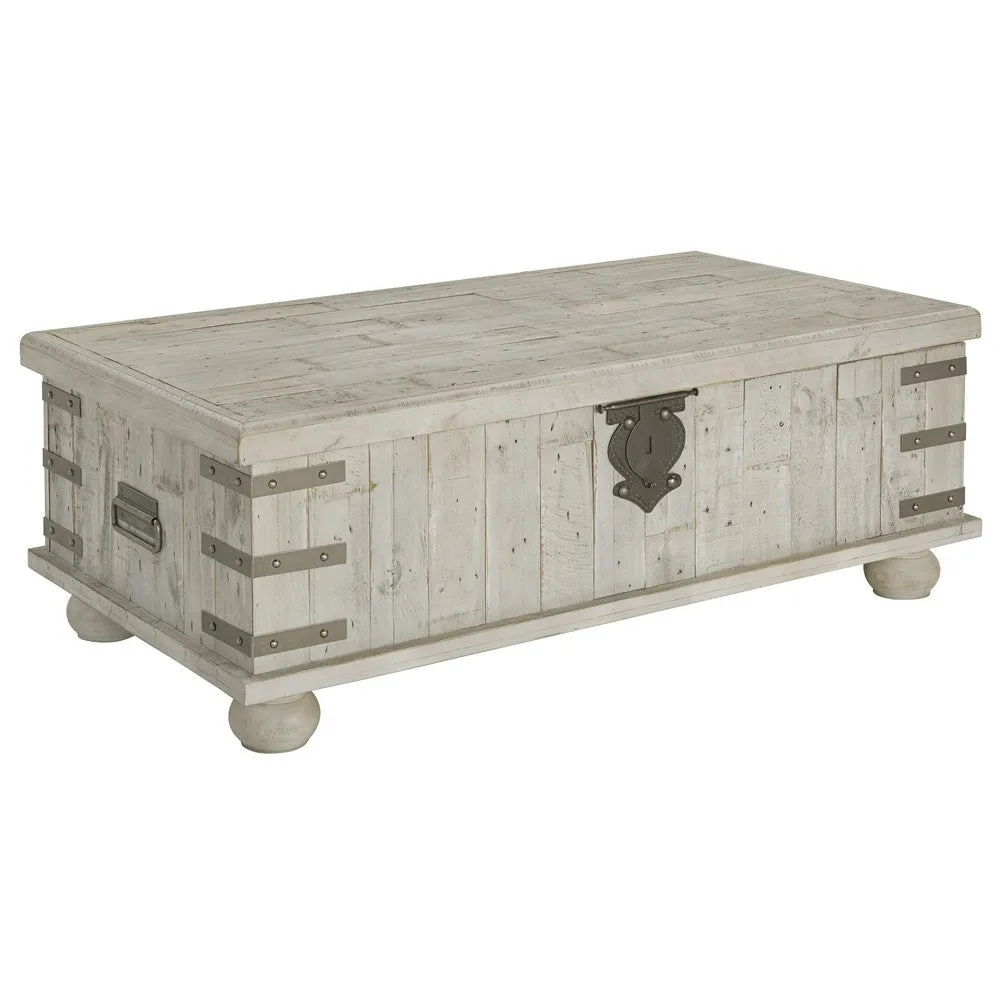 52" Lift Top Cocktail Table with Metal Handles, White By Casagear Home
