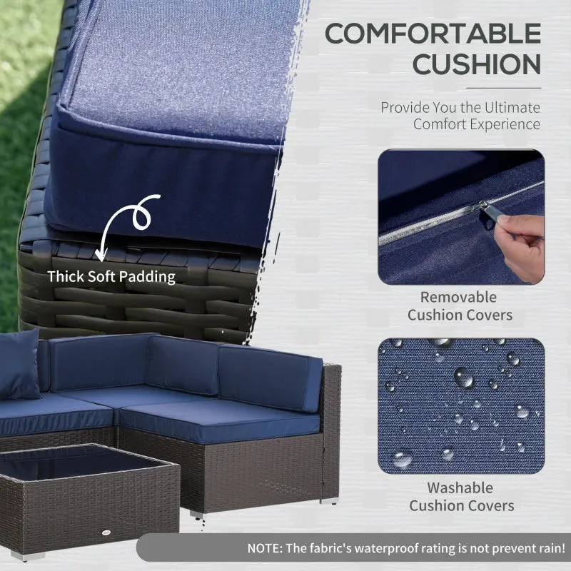7 PC Navy Modular Patio Furniture Set - Includes Glass Table- Model 860-020