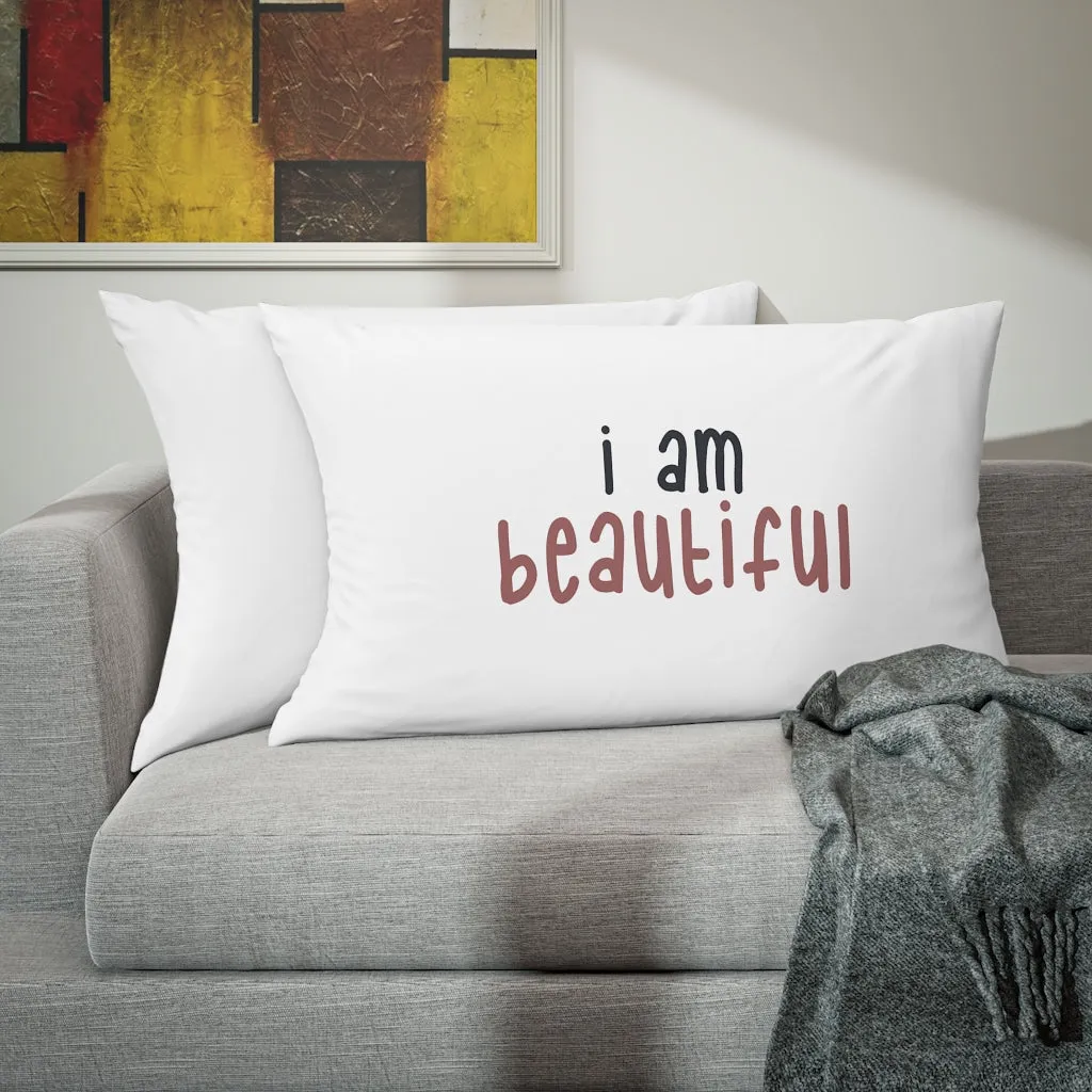 Affirmation Feminist Pro Choice Pillow Shams - I Am Beautiful (pink)