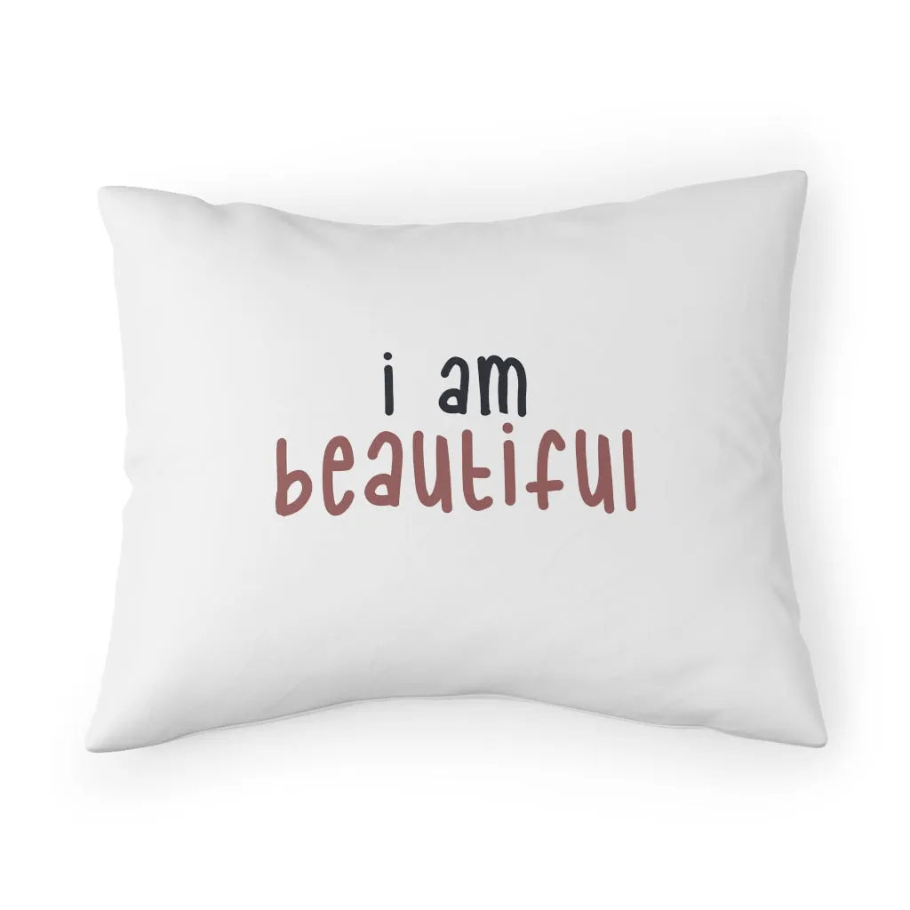 Affirmation Feminist Pro Choice Pillow Shams - I Am Beautiful (pink)
