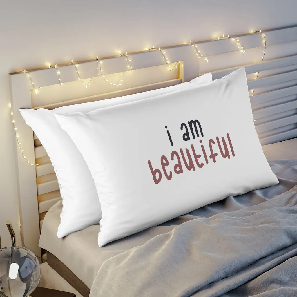 Affirmation Feminist Pro Choice Pillow Shams - I Am Beautiful (pink)