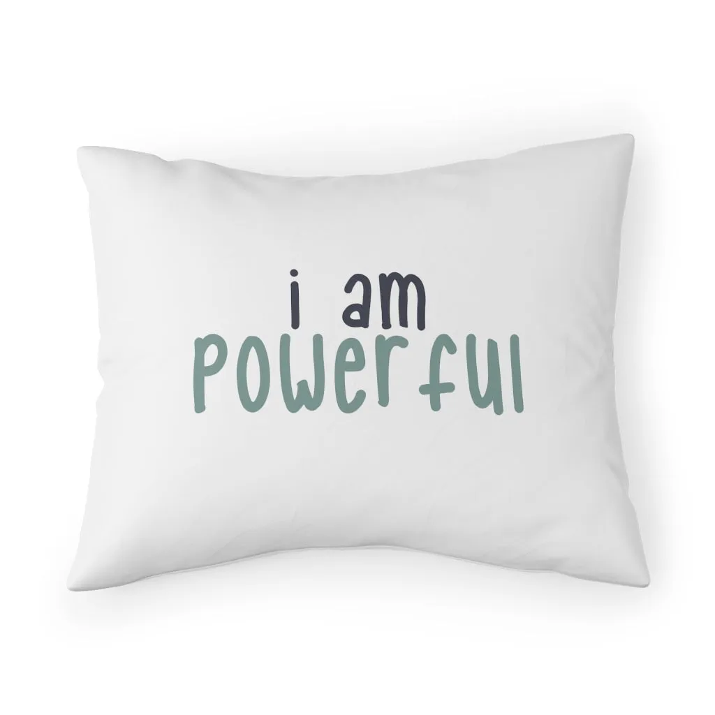 Affirmation Feminist Pro Choice Pillow Shams - I Am Powerful (black with green)