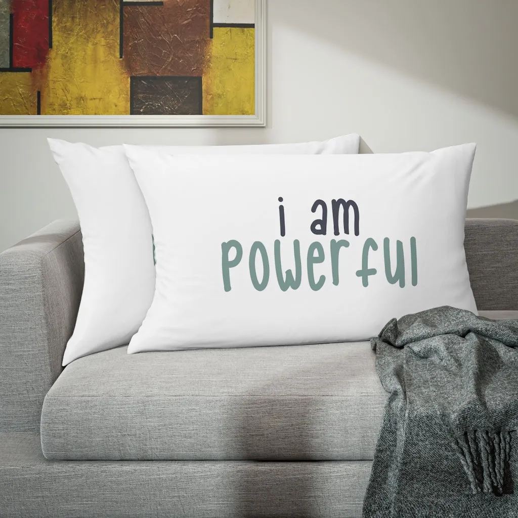 Affirmation Feminist Pro Choice Pillow Shams - I Am Powerful (black with green)