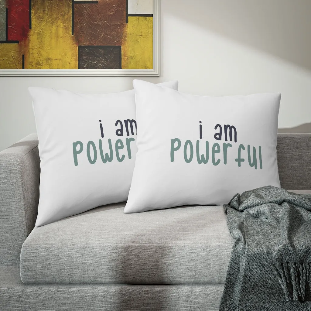 Affirmation Feminist Pro Choice Pillow Shams - I Am Powerful (black with green)
