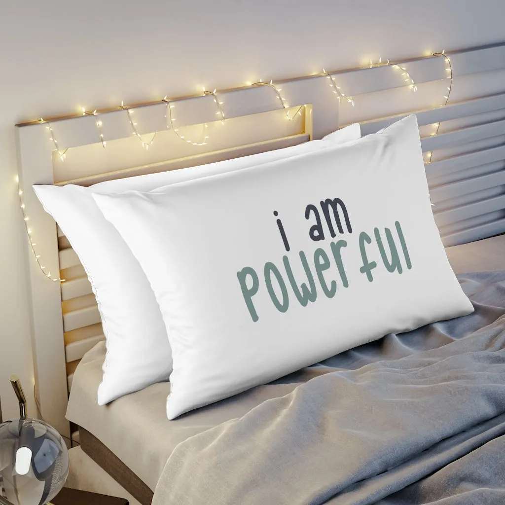 Affirmation Feminist Pro Choice Pillow Shams - I Am Powerful (black with green)
