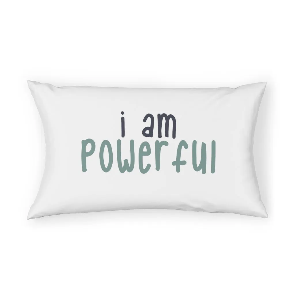 Affirmation Feminist Pro Choice Pillow Shams - I Am Powerful (black with green)