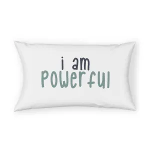 Affirmation Feminist Pro Choice Pillow Shams - I Am Powerful (black with green)