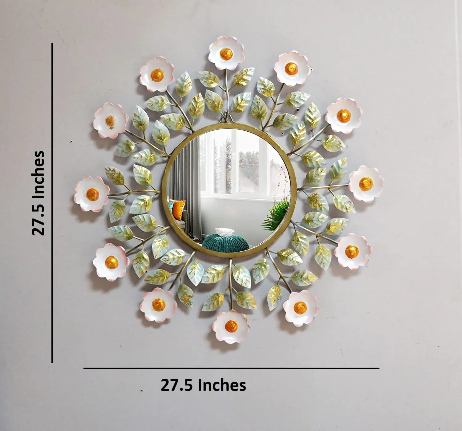 Amazon Brand - Umi Metal Floral Design Wall Mirror for Living Room or Bathroom