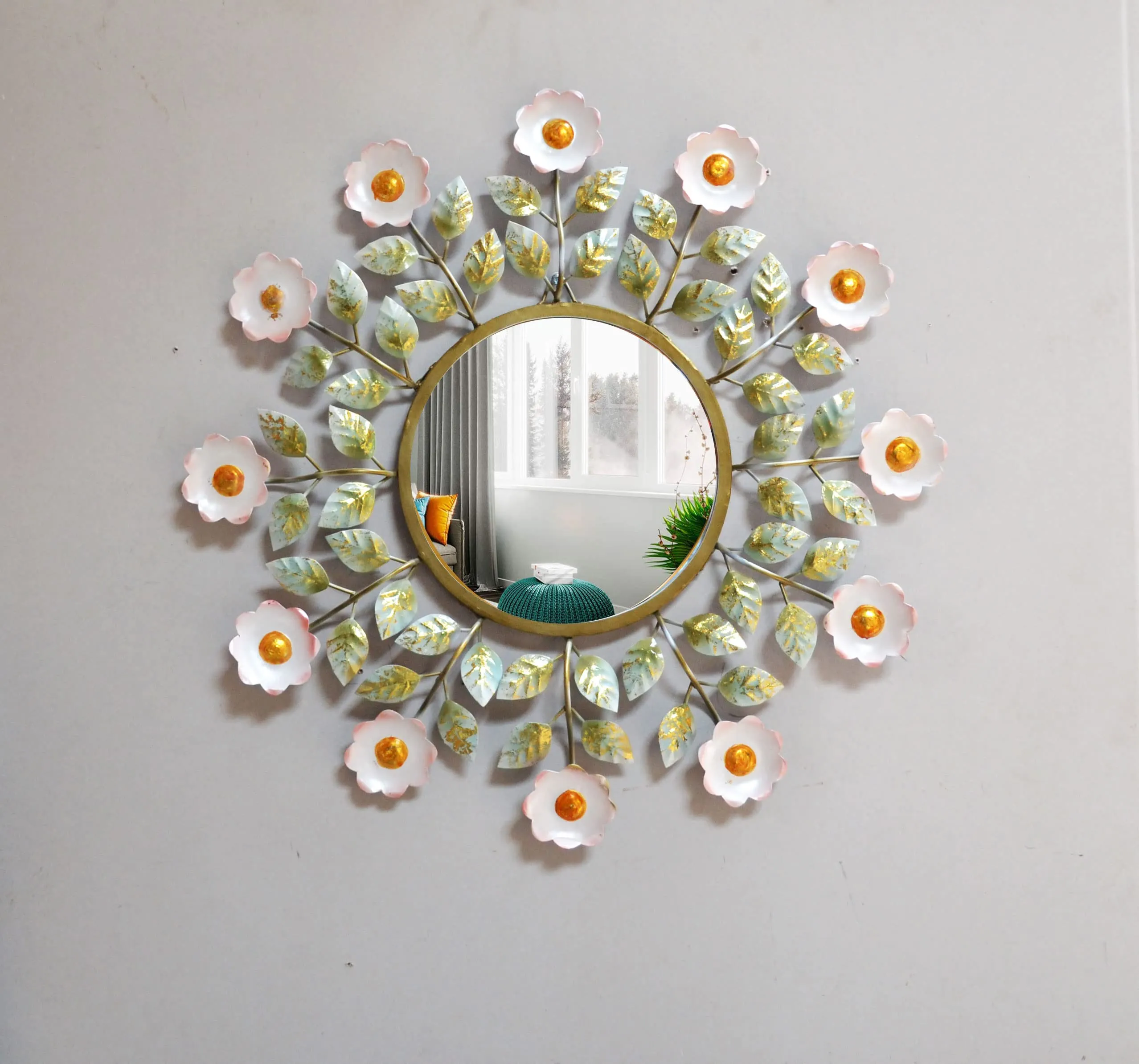 Amazon Brand - Umi Metal Floral Design Wall Mirror for Living Room or Bathroom