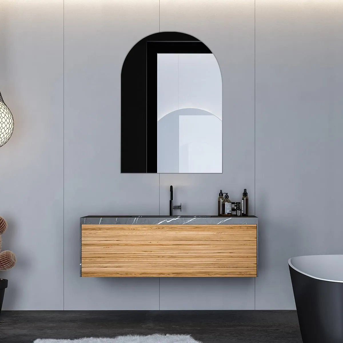 Ammar Glass | Frameless Arch Shaped Decorative Wall Mirror | Wall Mount Mirror | Non-Bevelled Polished Edge Mirror (24 X 36 Inches)