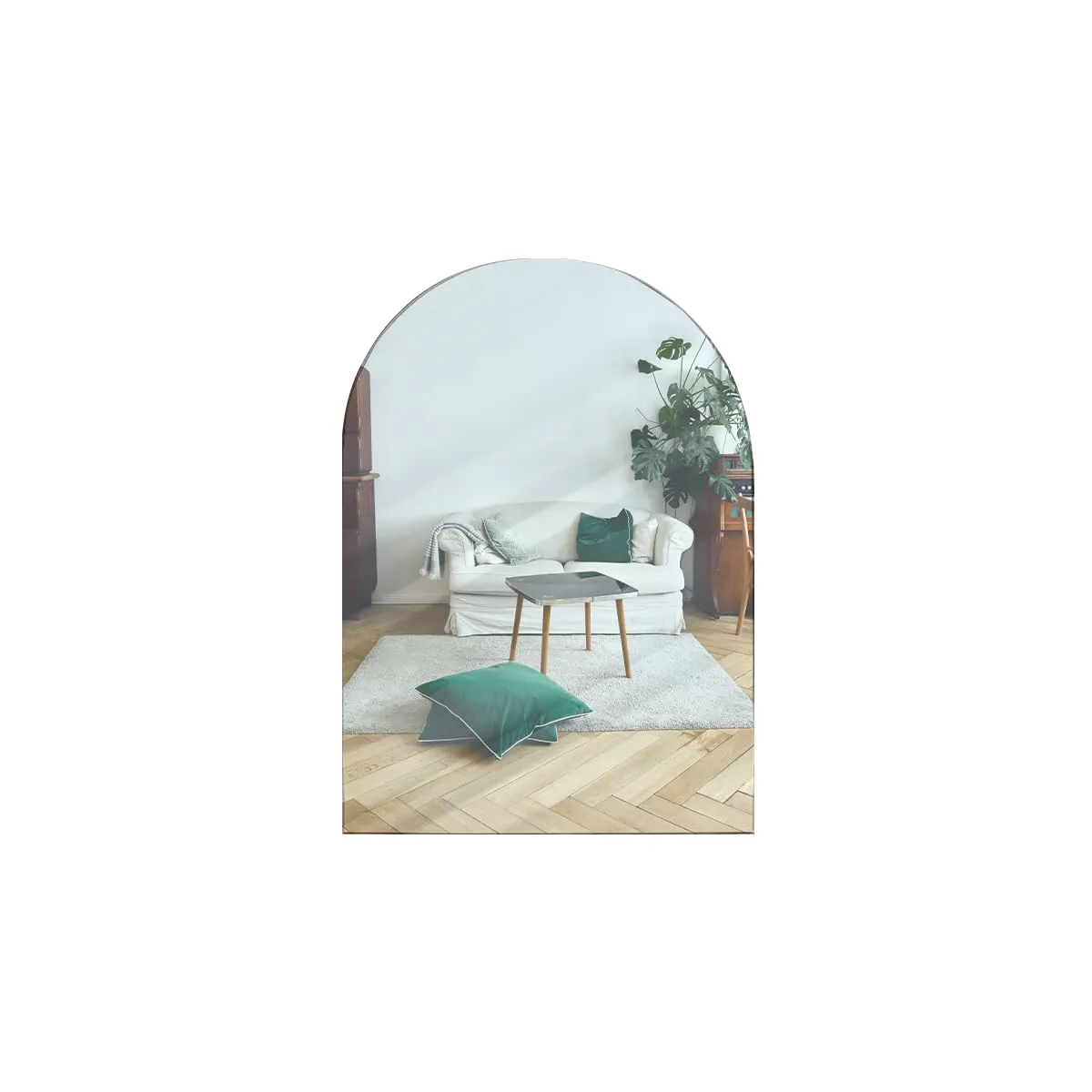 Ammar Glass | Frameless Arch Shaped Decorative Wall Mirror | Wall Mount Mirror | Non-Bevelled Polished Edge Mirror (24 X 36 Inches)