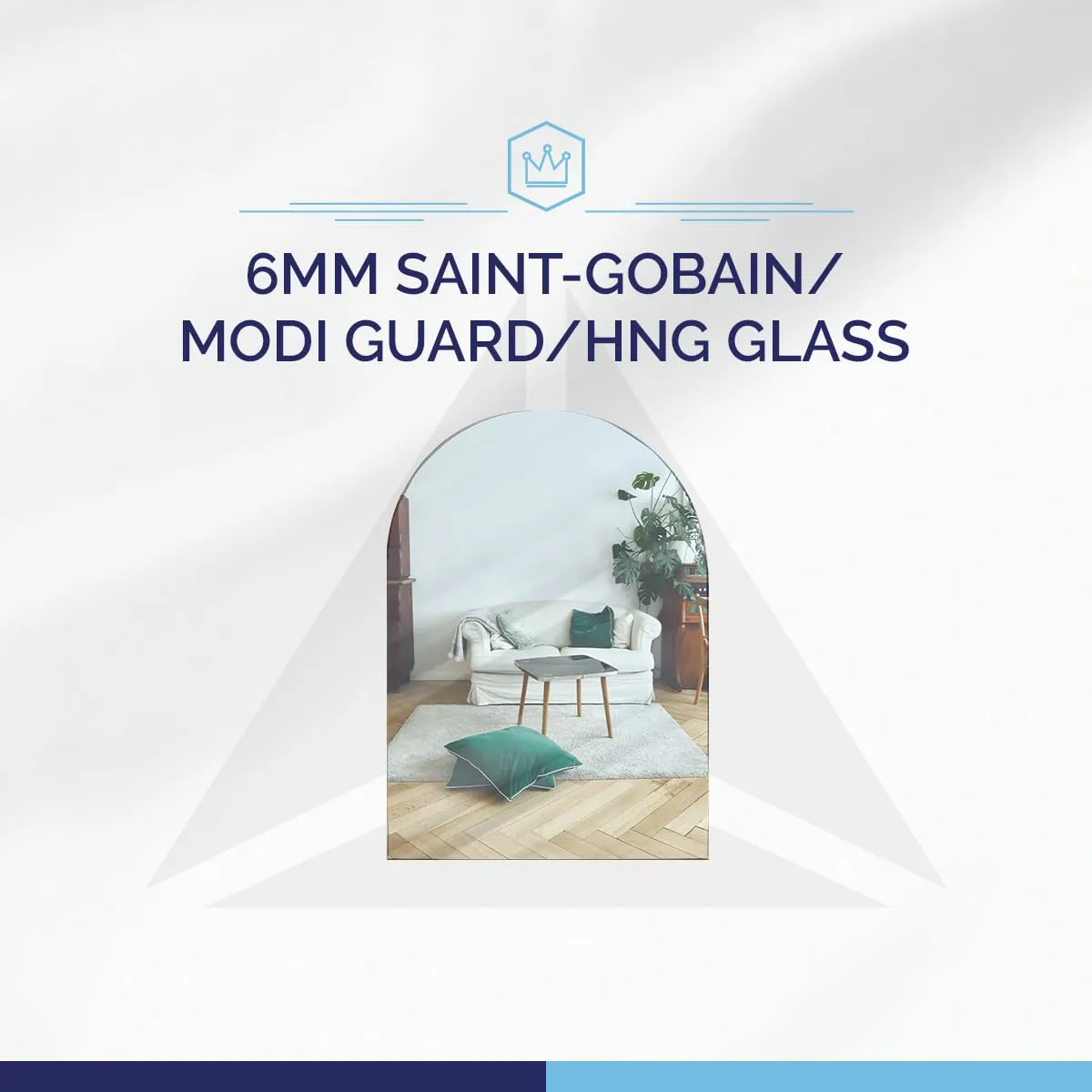 Ammar Glass | Frameless Arch Shaped Decorative Wall Mirror | Wall Mount Mirror | Non-Bevelled Polished Edge Mirror (24 X 36 Inches)