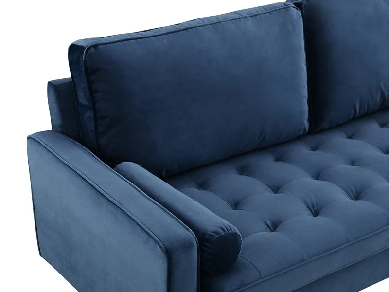 Anya 2 Seater Velvet Upholstered Cushion Sofa - Blue