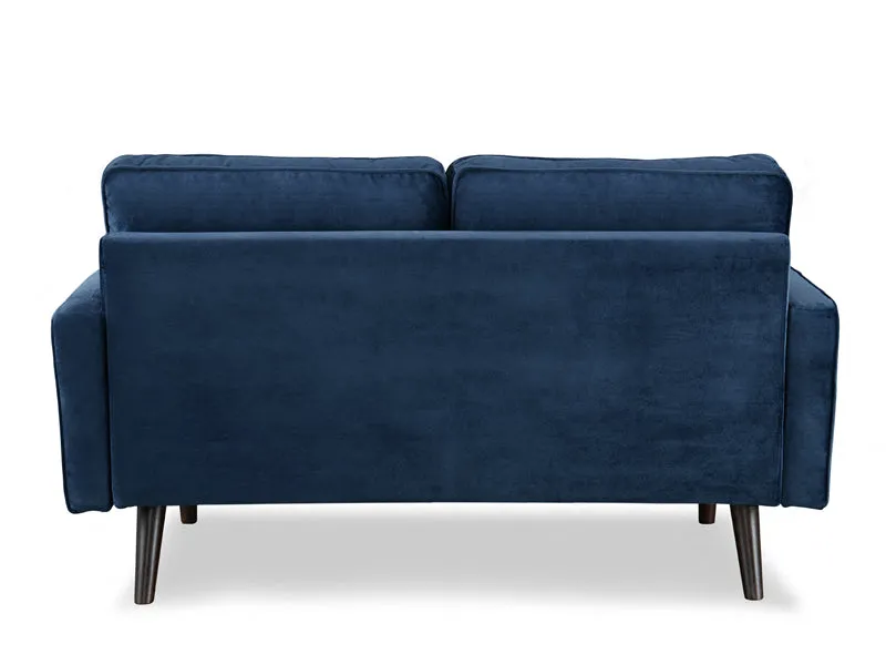 Anya 2 Seater Velvet Upholstered Cushion Sofa - Blue