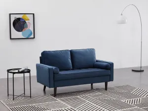 Anya 2 Seater Velvet Upholstered Cushion Sofa - Blue