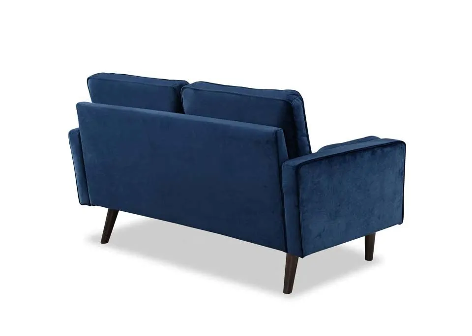 Anya 2 Seater Velvet Upholstered Cushion Sofa - Blue
