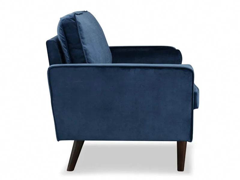 Anya 2 Seater Velvet Upholstered Cushion Sofa - Blue