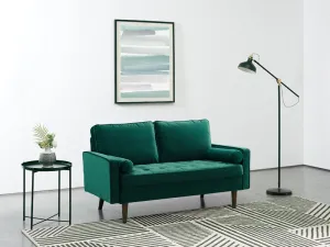 Anya 2 Seater Velvet Upholstered Cushion Sofa - Green