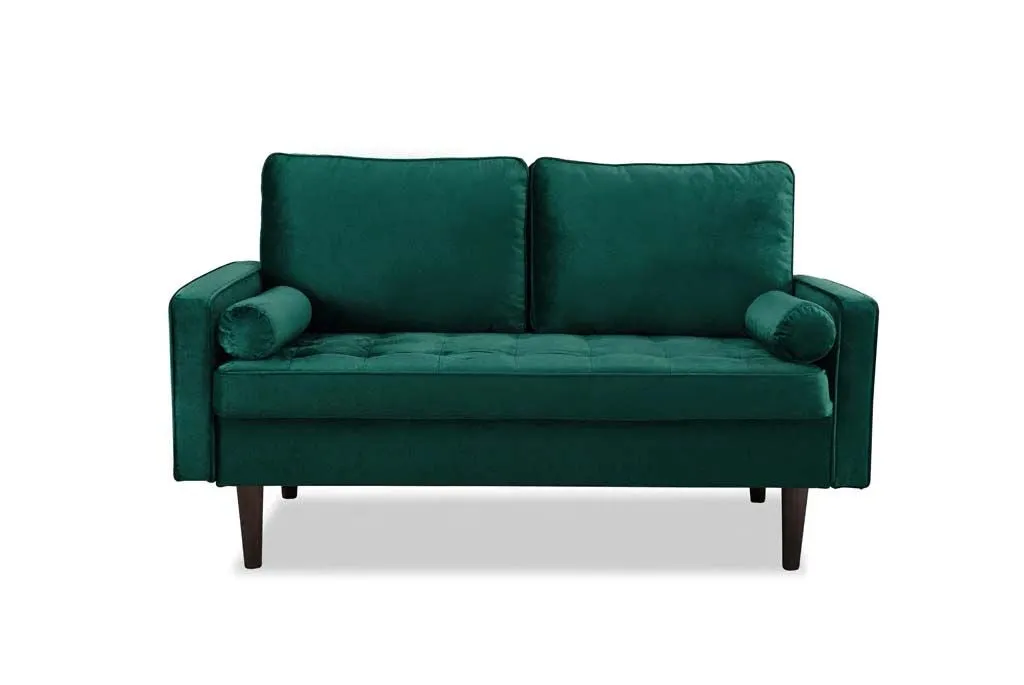 Anya 2 Seater Velvet Upholstered Cushion Sofa - Green