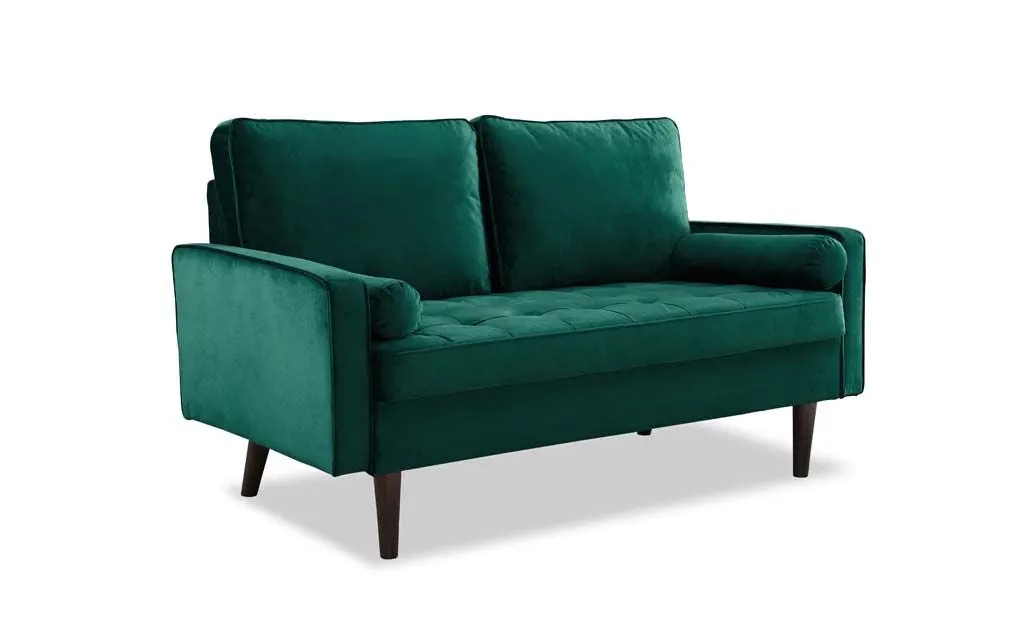 Anya 2 Seater Velvet Upholstered Cushion Sofa - Green
