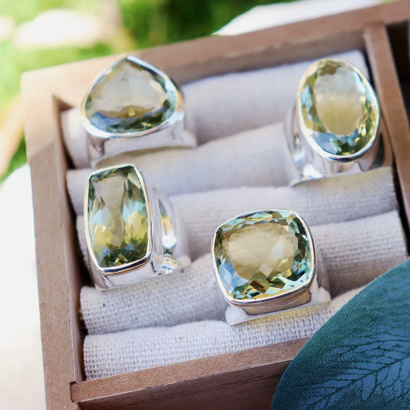 Aranya Green Amethyst Square Ring