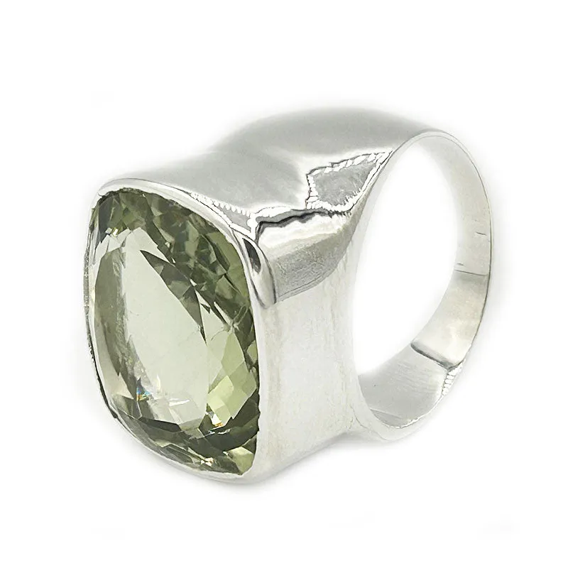 Aranya Green Amethyst Square Ring